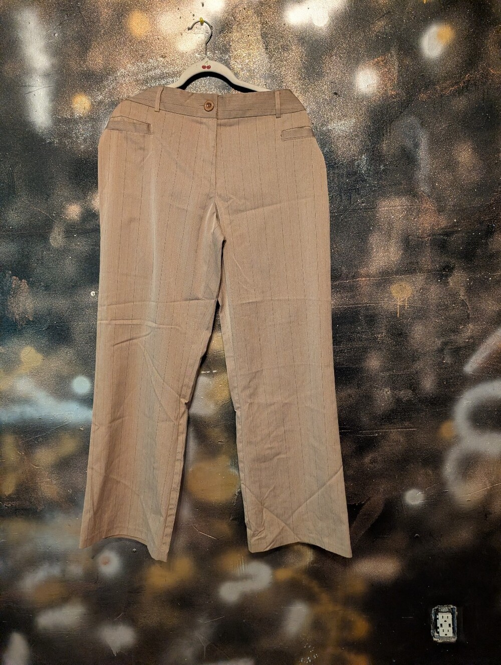 Studio Women's Beige Pinstripe Dress Pants